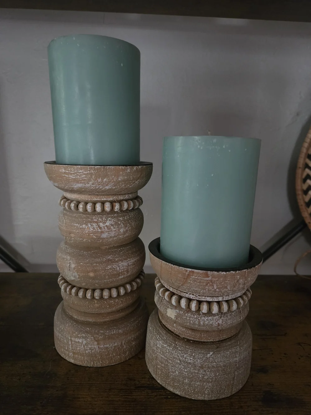 Rustic Wooden Pillar Candle Holders